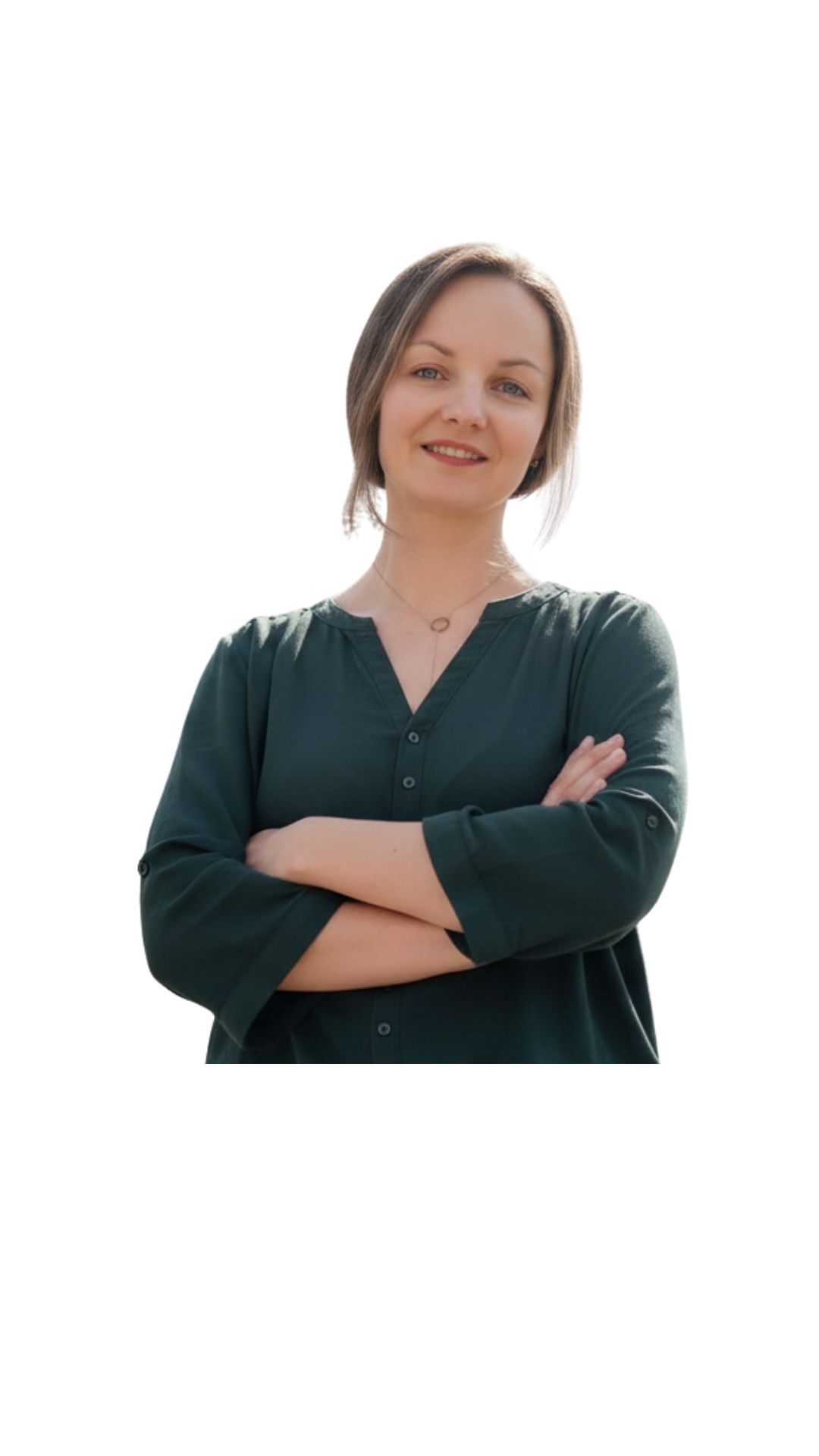 Dr Anastasia Kuznietsova in einer grünen Bluse